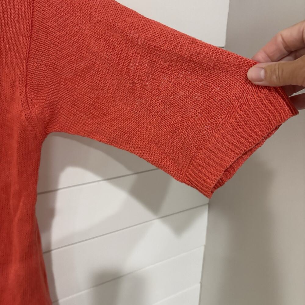 J. Jill | Cardigan Sweater Linen Coral Short Sleeve Summer Preppy- Size Small - Picture 4 of 8